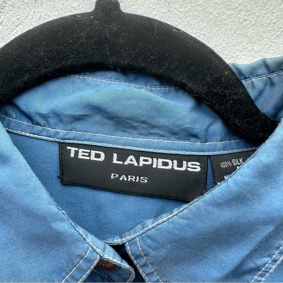 Ted Lapidus vintage blue silk button down shirt - Picture 4 of 7